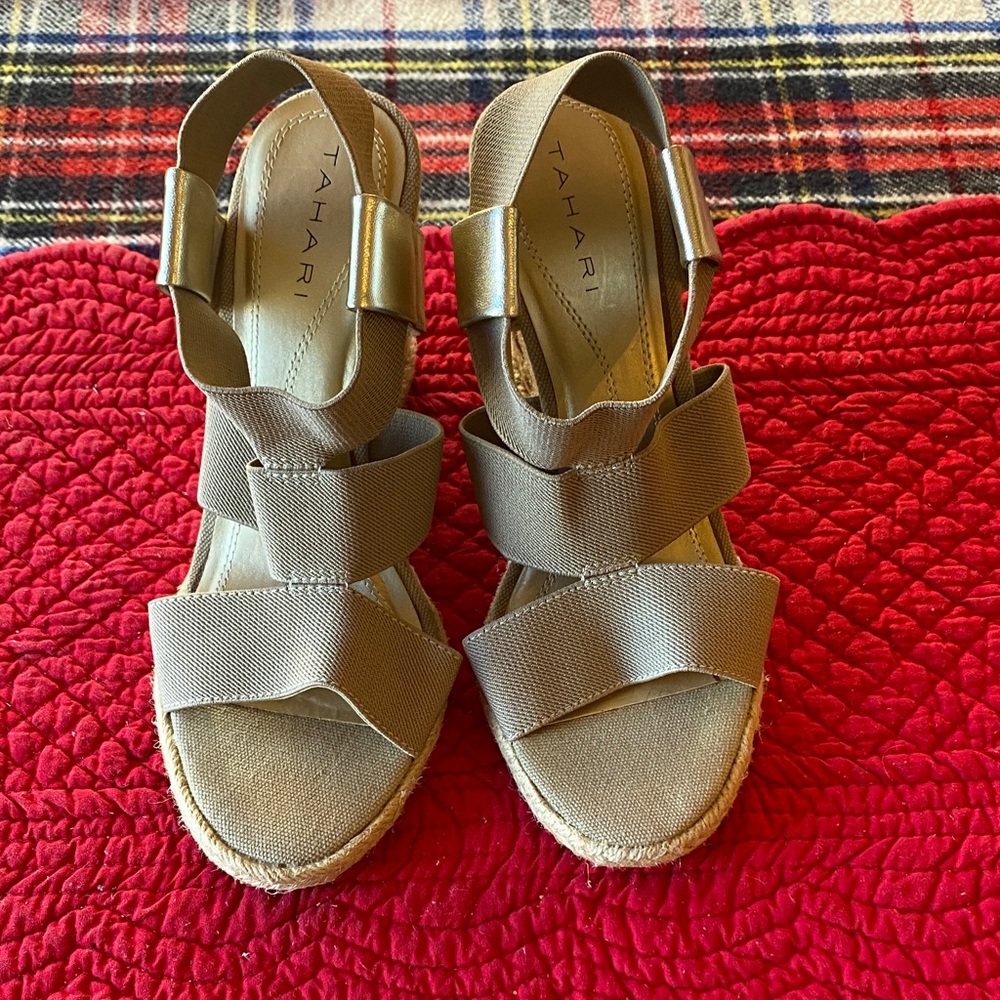 Tahari Women's Beige Espadrille Sandals
